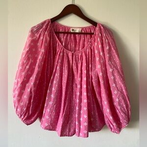 Kopal Pink Cotton Puff Sleeve Blouse